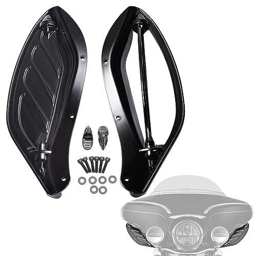 Image of Amazicha Black Adjustable Air Deflector Kit Side Wing Deflectors Fairing Air Deflector Compatible for Harley Touring Street Glide, Electra Glide, Trike, Ultra Classic, CVO 1996-2013