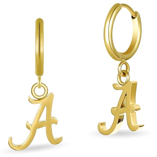 Stone Armory Earrings for University of Alabama Jewelry Gifts for Women, Graduation – Stainless Steel Skin-Friendly Alabama Crimson Tide Earrings 18K Gold Finish Alabama A Hoops