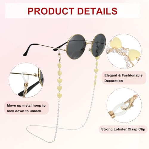 Image of uxcell Beads Eyeglass Chain, Pearl Glasses Strap Eyewear Retainer Chain Around Neck Sunglass Holder for Girls Women