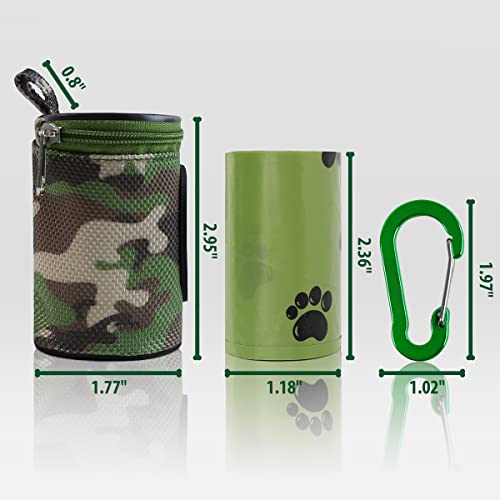 Image of FURHAB Dog Poop Bag Holder for Leash Doggie Waste Bag Dispenser Puppy Potty Carrier Small Doggy Zipper Pouch with Carabiner Clip 1680D Nylon Oxford with 1 Roll of Pet Trash Bags, Woodland Camo