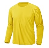 KEFITEVD SPF Men's Fishing Shirts - Long Sleeve, UPF 50+ UV Sun Protection, Hot Weather & Work Shirts - Yellow