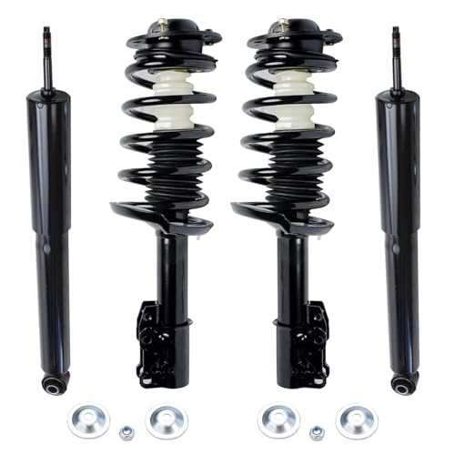 Image of Detroit Axle - Struts Shocks for Chevy Malibu Pontiac G6 Saturn Aura Complete 2 Front Ready Struts w /Coil Springs 2 Rear Shock Absorbers Replacement Suspension
