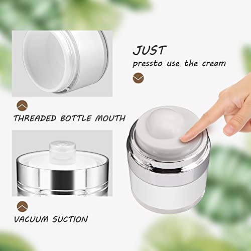 Cositina 6 Pack 0.5oz/15ml Airless Pump Jars,Empty Acrylic Airless Makeup Cosmetic Container with Press Pump,Mini Portable Travel Size Jar With Lid for Thick Moisturizer,Creams,Gel Lotion,White3