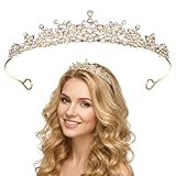 WJIAAA Königin Krone,krone mädchen Tiara für Hochzeit,Kristall Damen Haar für Geburtstags Hochzeit Abschlussball Prinzessinnenpartys Frauen und Mädchen(Gold)