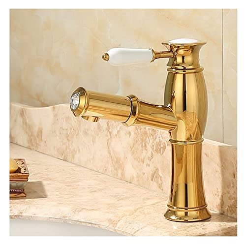Mitigeur d'évier or et jade résistant au calcaire pour lavabo