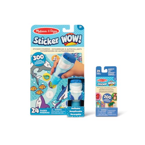 Image of Melissa & Doug Sticker Wow! Shark Bundle, Sticker Stamper Activity Toy | 500 Surprise Stickers, Mini Pad, Shark Stamper Toy, Mess-Free Travel Toys, Arts & Crafts, Preschool Toys for Kids, Ages 3+
