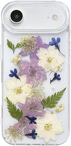 Coque iPhone Air fleurs séchées violettes et bleues en TPU souple antichoc