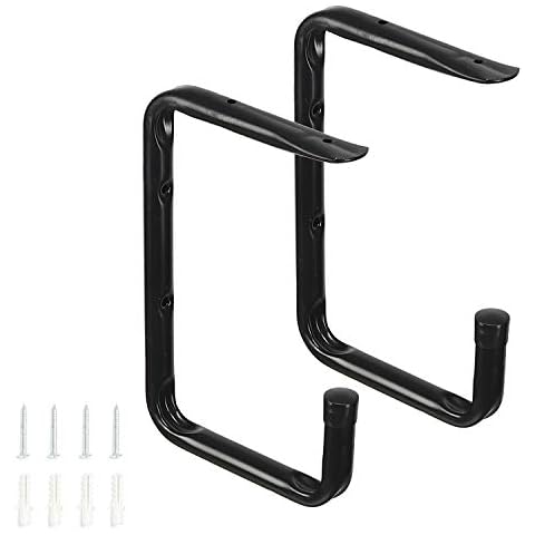 Heavy Duty Garage Wall Ceiling Mounted Bike Storage Hooks, Garage Utility Hangers & Organizer for Ladder,Tools, Bicycle (2 Pack, Black) Cover