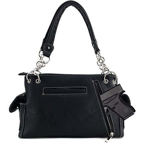 Justin West Women's Rhinestone Skull Crossbones with Angel Wings Shoulder Handbag3