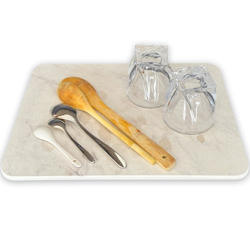 Stone Drying mat for Kitchen Counter - Ultra-Absorbent Diatomite Dish Drying Pad, Eco-Friendly -Non-Slip Design - Perfect for Dishes, Glassware, and Utensils