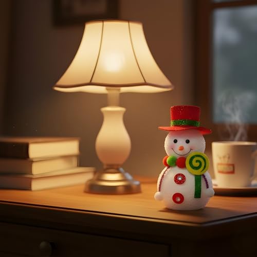 Image of Crackles Snowman Decoration 18CM with Scarf & Hat | Cute Christmas Snowman Figurine for Table, Home & Xmas Tree Decor | Festive Ornament for Party & Gifts