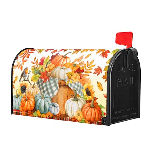 Image of Fall Mailbox Covers Magnetic Standard Size 18 X 21 Inch Thanksgiving Harvest Autumn Pumpkins Magnetic Mailbox Covers Wraps Post Box Cover Decoration Outdoor Garden Home Yard Outside