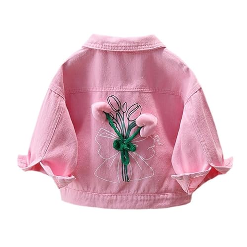 Kids Stylish Denim Jacket Long Sleeve Lapel Collar Button Up Denim Coat Girls Y2k Fall Winter Casual School Daily Wear2