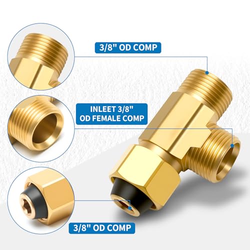 Lead-Free Brass 3/8 Inch Compression Tee Valve Add-A-Tee Angle Stop - image 2