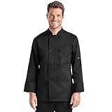 On The Line by ChefUniforms.com Men’s Classic Long Sleeve Chef Coat (Medium, Black)