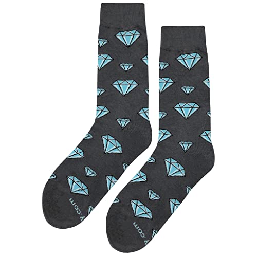 Diamond Dress Socks Funny Novelty Crazy Fun Design Men Size 8-12 Cotton Casual Crew Colorful Funky Fancy Socks Gift for Men