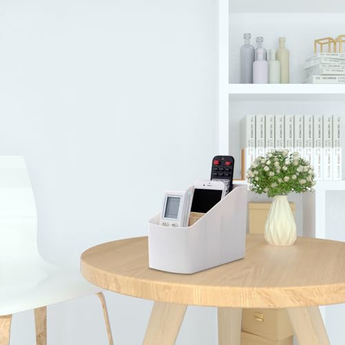 Shuqio Holz Desktop Organizer,Schreibtisch Organizer mit 4 Abnehmbaren Fächer,Desktop Aufbewahrungsbox, Fernbedienung Halter Holz Stiftehalter Halterung Fernbedienungshalter