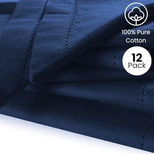 CottonCove Hemstitch Cloth Dinner Napkins Cotton Set of 12 - Soft Durable Washable - Ideal for Farmhouse Parties Wedding Christmas Easter - Perfect Everyday Use Table Cloth Napkins 18x18 Navy Blue