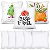 OLSUNOR 8 Pack 17.7'X17.7' Sublimation Blanks Pillowcase, Sublimation Pillow Cases White, Cushion Covers Blanks, Throw Pillow Covers for Heat Transfer, Painting DIY Picture, Halloween Craft Gift