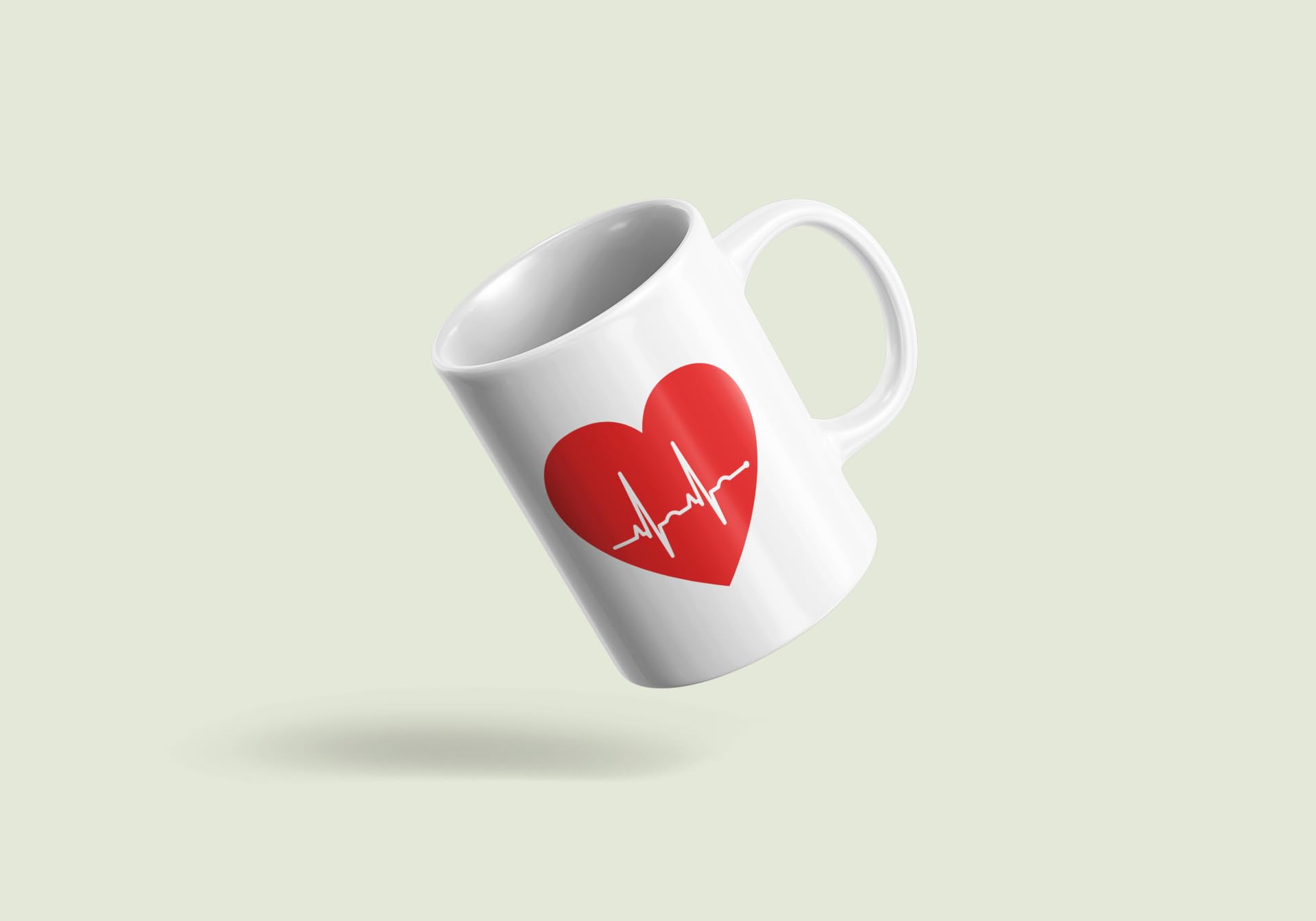 Yellow Orrange Heartbeat Printed Ceramic Coffee Mug 250 Ml 1