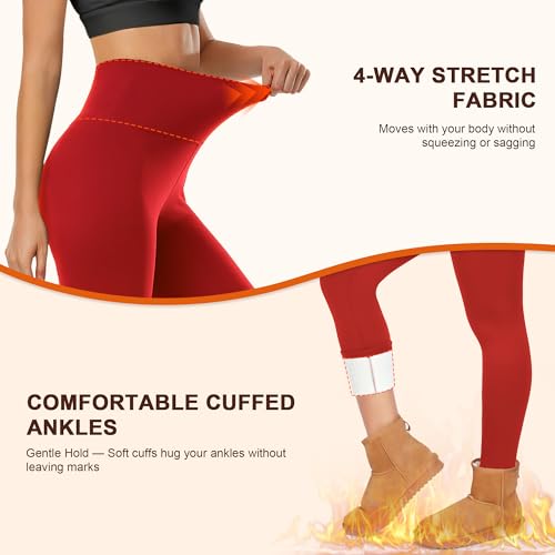 Image of DHSO Thick Winter Fleece Lined Leggings Women - Thermal Warm High Waisted Tummy Control Soft Pants for Snow Cold