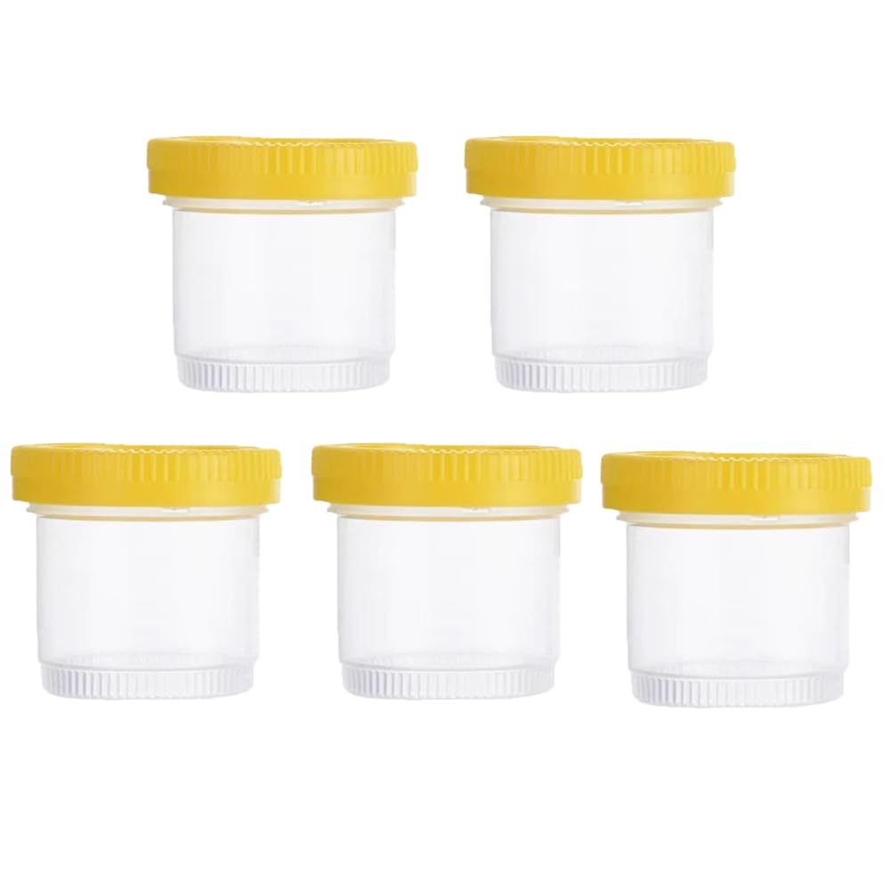 10 Pack Yellow Plastic Specimen Container Sampling Cup PP Sealed Storage Straight Mouth Bottle 20ml 40ml 60ml Sample Cup (Yellow,60ml)