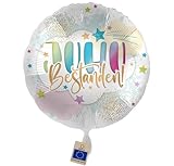 Folienballon Juhu Bestanden – Ballon Prüfung bestanden, Abi Deko & Geschenk, Luftballon Abitur, Bachelor, Master, Prüfung, Helium geeignet, ungefüllt, Made in EU
