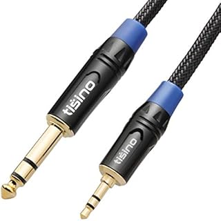 Tisino 3.5mm to 6.35mm Stereo Audio Cable, Nylon Braid Mini Jack to Jack 1/8" to 1/4" TRS Stereo Jack Cable Interconnect Patch Lead Cord - 3m