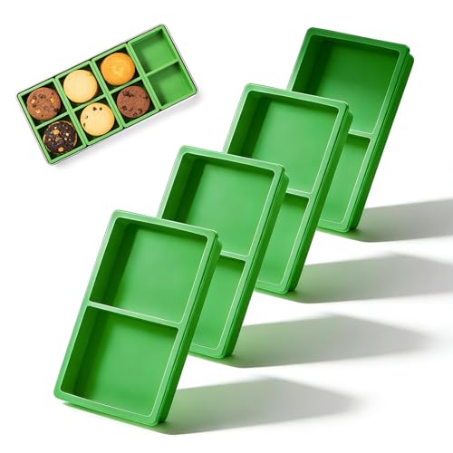 Set de 4 moldes y bandejas verdes de silicona para congelador miniatura 1