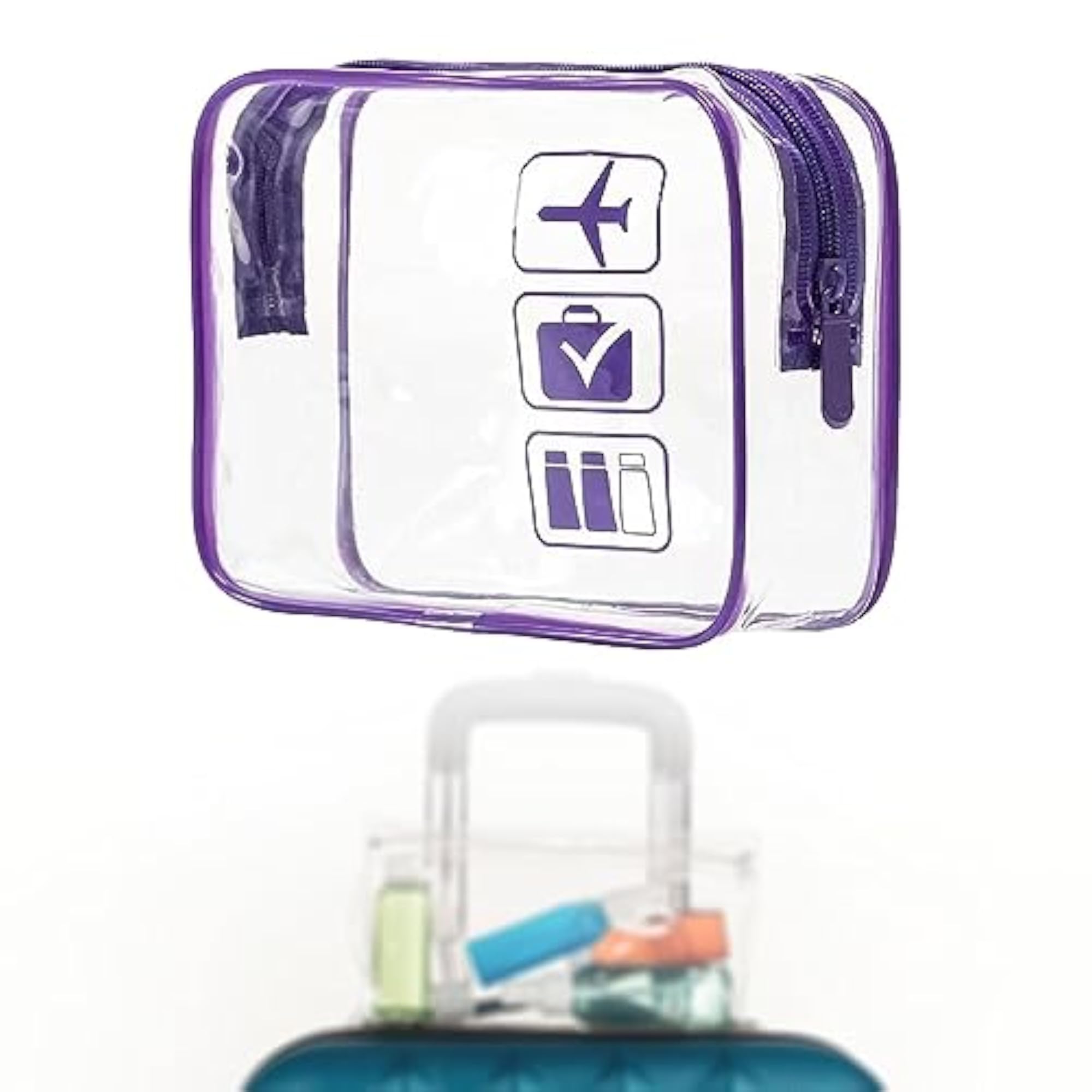 Clear Makeup Bag for Essentials, Traveling Bathroom Violet