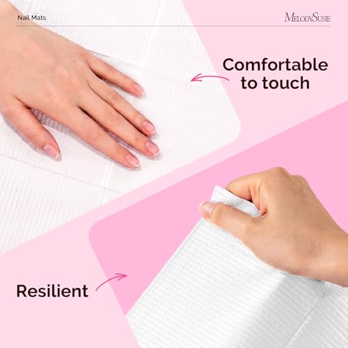 Image of MelodySusie Disposable Nail Mats, 50Pcs 3-Ply Absorbent Nail Art Table Pads with PE Backing, 18 inch x 13 inch Nail Desk Protection for Manicure Pedicure, Salon Home DIY White
