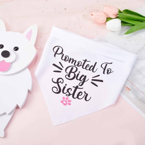 CRASPIRE Promoted to Big Sister Dog Bandana Paw Print Wedding Pet Bandana Washable White Triangle Pet Dog Scarf Engagement Wedding Photo Props Collars Accessories for Pet Dog Lovers Gifts - Image 3