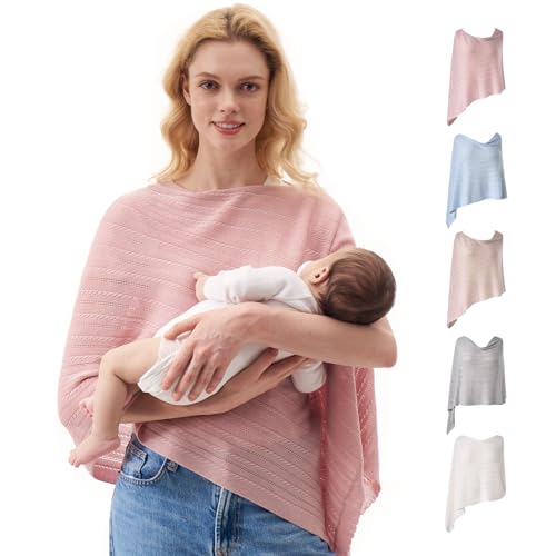 Image of Momcozy Ultra-Light Nursing Cover for Breastfeeding, Soft Breathable Tencel™ Lyocell Fabric, Multi-Use Feeding Shawl, Newborn Essentials Must Haves(Pink)
