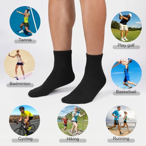 Image of Airacker Athletic Quarter Socks with Cushion Running Ankle Socks for Men Women 6 Pairs