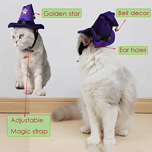 Aniac pet halloween costume adjustable magic witch hat with bell star decor for cats and small dogs purple 4 Aniac pet halloween costume adjustable magic witch hat with bell star decor for cats and small dogs purple - image 5