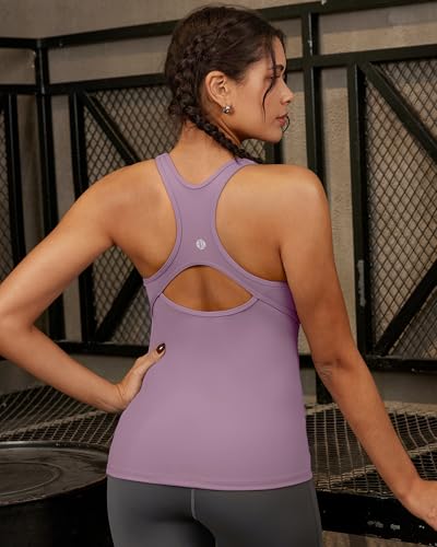 Image of RUNNING GIRL Workout Tops for Women,Racerback Tank Tops with Built in Bras,Padded Sports Bra Yoga Tank Athletic Tops