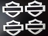 Harley Davidson Emblems Medallions Badge Decal Logo Bar Shield 4 pcs White Sized for Gas Tank...