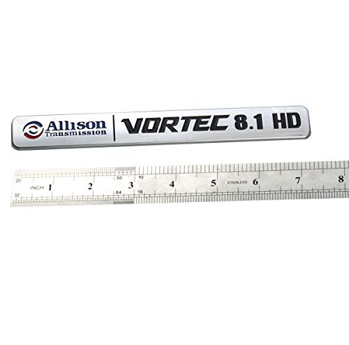 Image of Aimoll 1pcs Allison Transmission 8.1 Hd 8.1L Vortec Emblem Sticke Decals Badges Replacement for 2500Hd 3500Hd Gmc Silverado Sierra Truck (Chrome /Black)