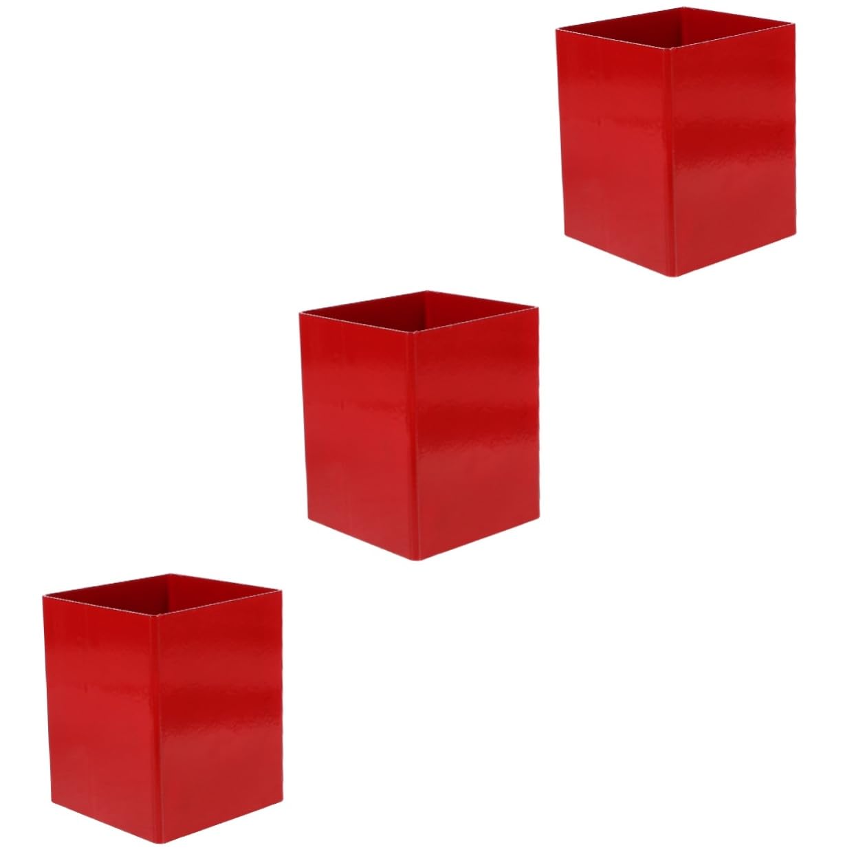 Artibetter 3 Pièces porte-stylo en métal Papeterie Se maquiller Porte-papiers pot à crayons Stylos porte-crayons pour bureau support de stylo de style simple rouge