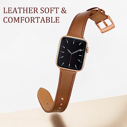 CeMiKa Leather Straps Compatible for Apple Watch Strap 38mm 40mm 41mm 42mm - Image 3