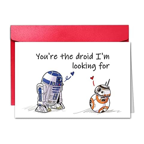 TQDaiker Romantic Valentines Day Card for Boyfriend,Geek Love Valentines Day Card from Girlfriend, Star Wars R2D2 And BB8, “You’re The Droid i’m Looking For.” Cover