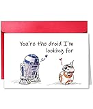 TQDaiker Romantic Valentines Day Card for Boyfriend,Geek Love Valentines Day Card from Girlfriend, Star Wars R2D2 And BB8, “You’re The Droid i’m Looking For.”