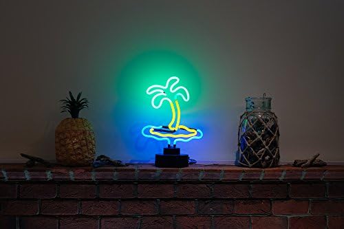 Palm Tree Island Real Neon Lighting Sculpture, Multi-Colour