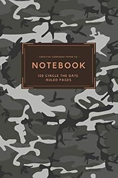 Paperback Camouflage Circle the Date Lined Ruled Notebook Journal: 120 Ruled Pages (60 Sheets), 6x9 Notebook, Dated, Date Header, Diary Book
