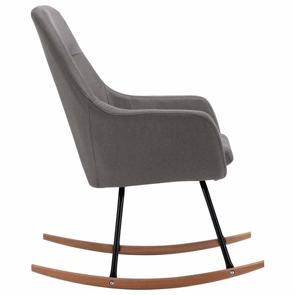Mecedora de tela gris claro con patas de madera de haya y marco de metal pulverizado, 61 x 80,5 x 89 cm, acolchada para salón, dormitorio, habitación de bebé