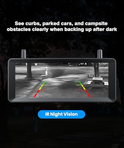 AUTO-VOX Wireless RV Backup Camera, 30Min Plug and Play Setup, Smooth Live View Even Past 60ft, 7.2" 1080P DVR Monitor, Super IR Night Vision Back up Camera Works with Pre-Wired RV, 5th Wheel, Trailer - 3