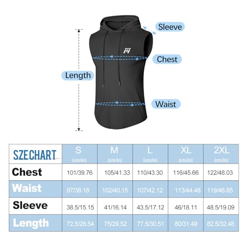 MEETWEE Herren Tank Top, Sportshirt mit Kapuze Ärmelloses Muskelshirts Fitness Sleeveless Shirt Atmungsaktiv Laufshirt Achselshirts Hoodie für Gym Running Training 6