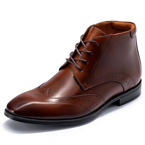 Image of Holy dove Mens Dress Boots, Premium Leather Oxford Chukka in, Non-Slip Waterproof Business Boots for Men