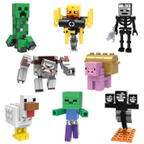 DOXBOY Mini Figures Set,8 Stück,Mini Anime Figuren,Baustein Spielzeug Sammlung,Adventskalender Figuren,Party Geburtstagsgeschenke,Spielzeug für Kinder (grün) Cover