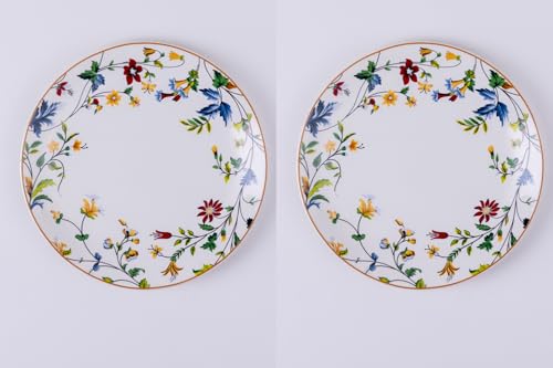 Image of GOLDEN QUEEN'S Snack Plates Set of 4 | Perfect for Snacks, Desserts, Appetizers, Salads, Tapas, Cheese | 7 inches Wide | Microwave Safe - Summer Florals